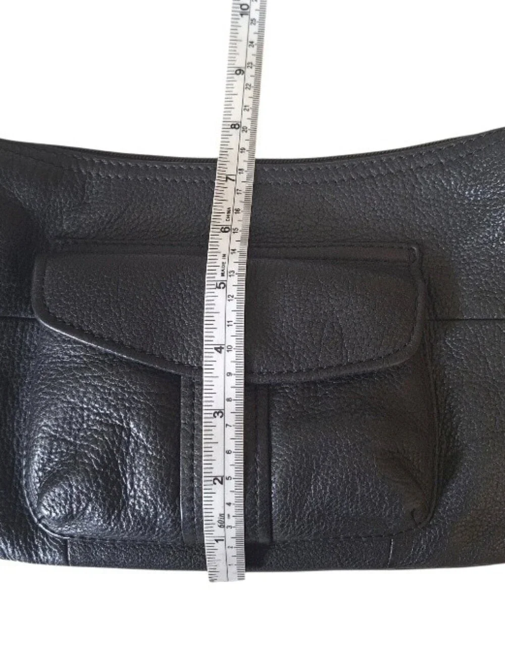 Vintage Fossil Black Pebbled Leather Slouchy Hobo Shoulder Bag Y2K